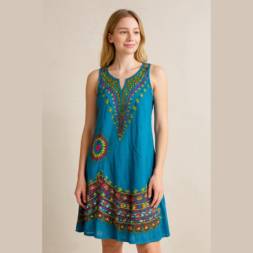 Uniti Casuals Dress Women One Size Blue Multicolor